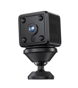 Mini caméra de surveillance intérieure WLAN, 1080p, 180°, avec enregistrement, détecteur de mouvement, vision nocturne, adaptée