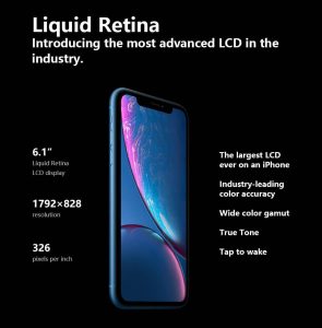 L’iPhone Xʀ intègre un écran Liquid Retina de 6,1 pouces, le LCD le plus avancé du marché1. Face ID avancé. La plus puissante et la plus intelligente des puces de smartphone. Et un appareil photo d’avant‑garde. Il est disponible en six superbes nouvelles finitions.